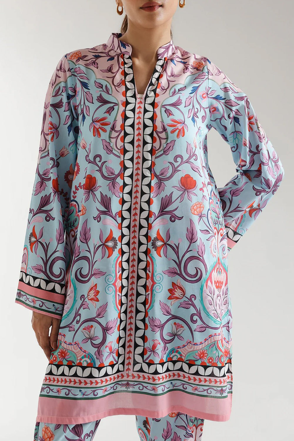 stiched 2 piece printed shirt and printed troser stylish and trending