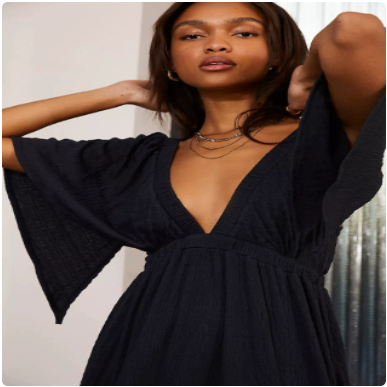 V-neck loose long dress
