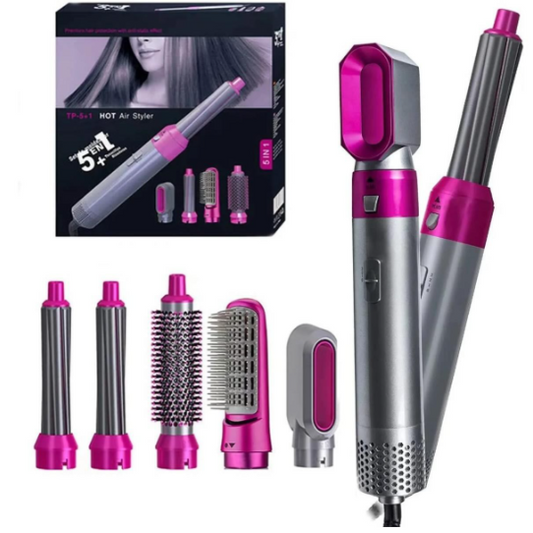 5-in-1 Electric Hair Dryer Brush Kit I Blow Dryer, Straightener, Curler & Volumizer (Random Color)