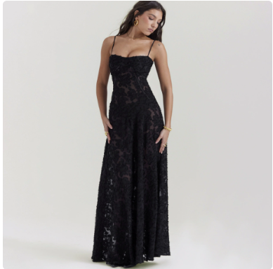 Women's fashion strapless one neck temperament evening dress