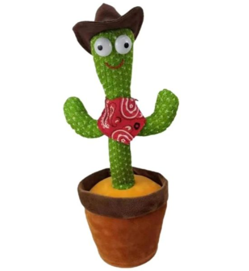 Rechargeable Dancing Cactus Toy with Hat | Interactive Singing & Talking Plush for Toddlers and Kids