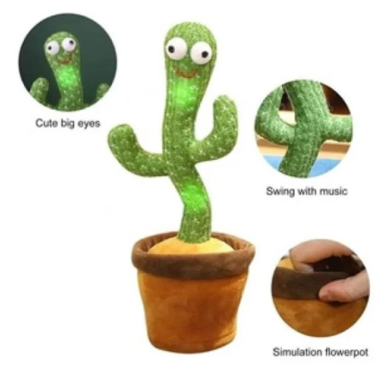 Rechargeable Dancing Cactus Toy with Hat | Interactive Singing & Talking Plush for Toddlers and Kids