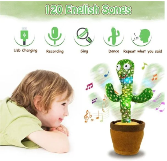 Rechargeable Dancing Cactus Toy with Hat | Interactive Singing & Talking Plush for Toddlers and Kids