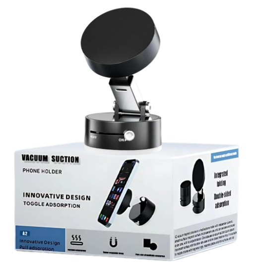 Magnetic Wireless Phone Holder with Vacuum Suction Cup | Foldable, Strong Magnetic Grip for Maximum Phone Security