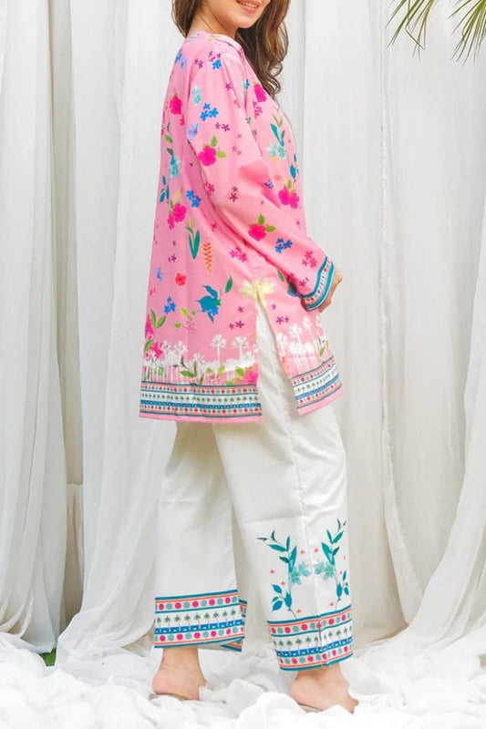 stiched 2 piece printed shirt and printed troser stylish and trending