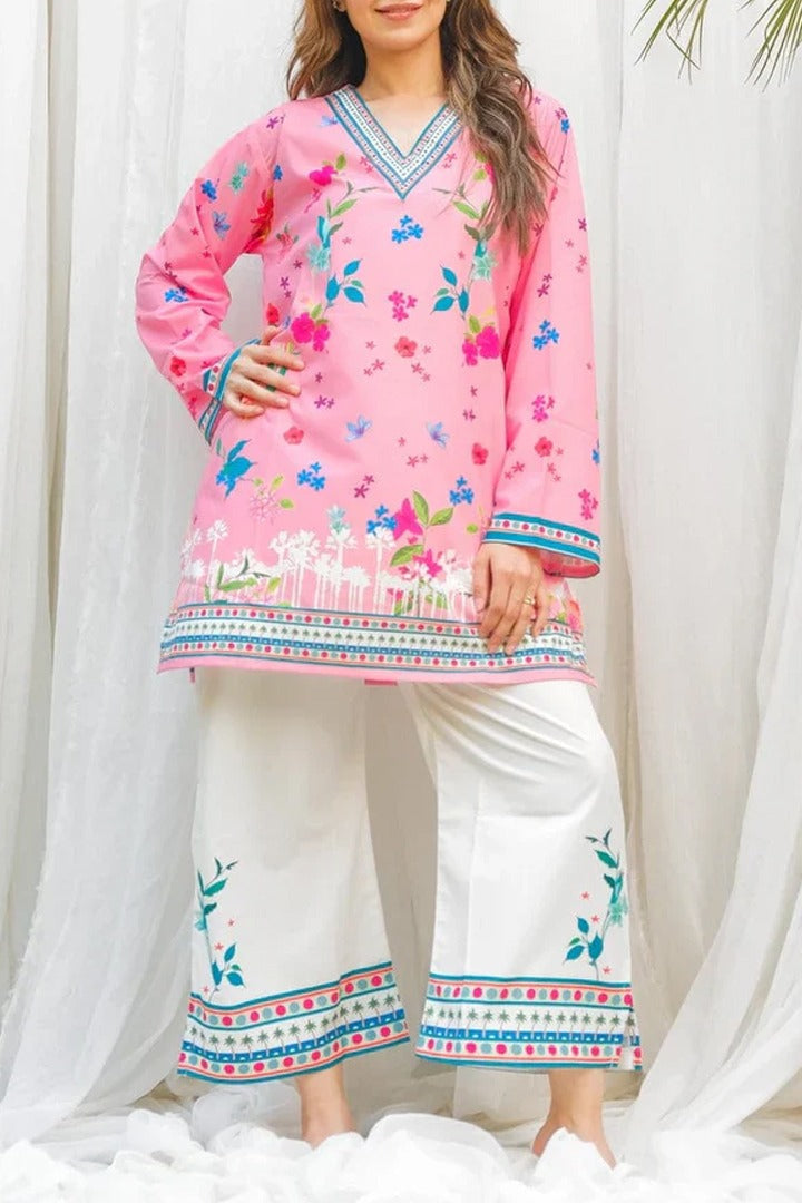 stiched 2 piece printed shirt and printed troser stylish and trending