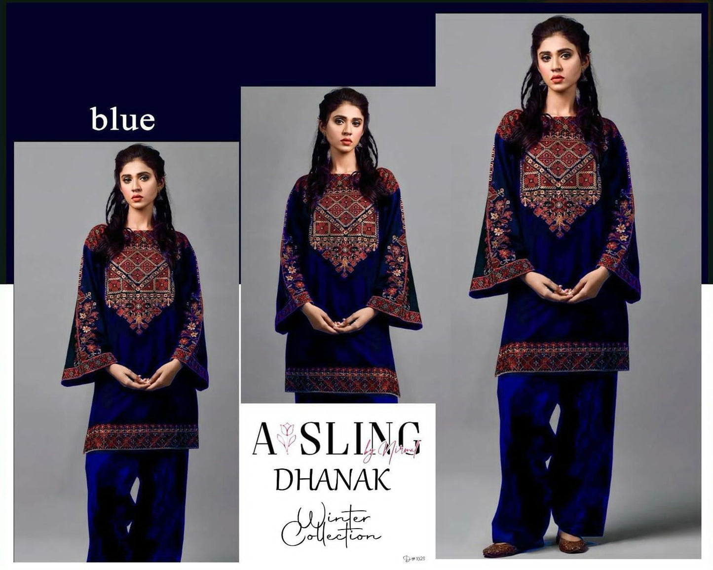 winter collection 2 piece suit ambrydri dhanak fabric brand asling
