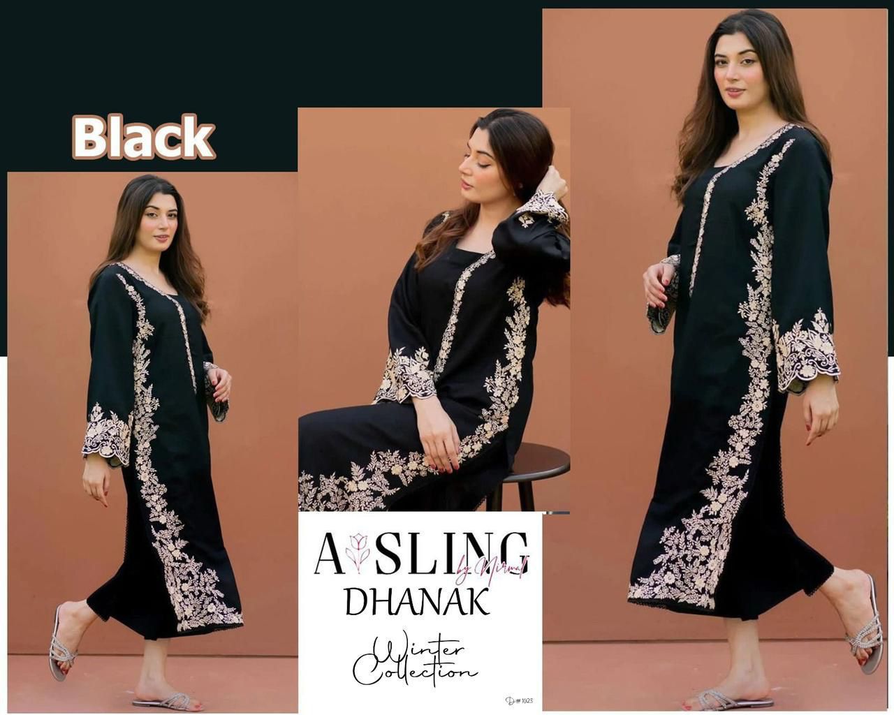 winter collection 2 piece suit ambrydri dhanak fabric brand asling