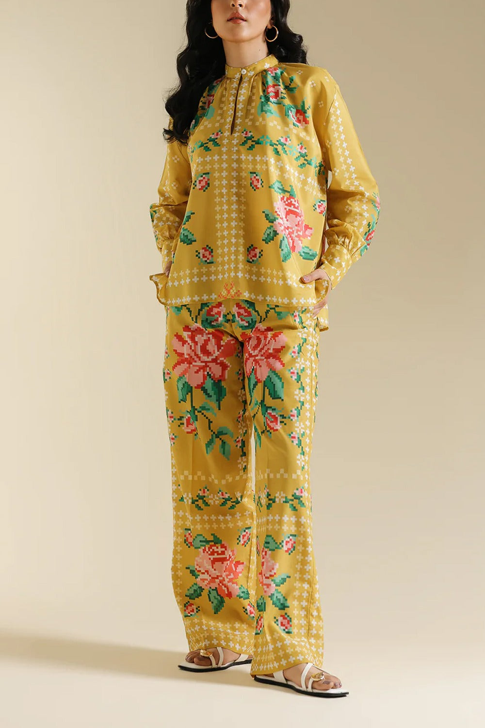 stiched 2 piece printed shirt and printed troser stylish and trending
