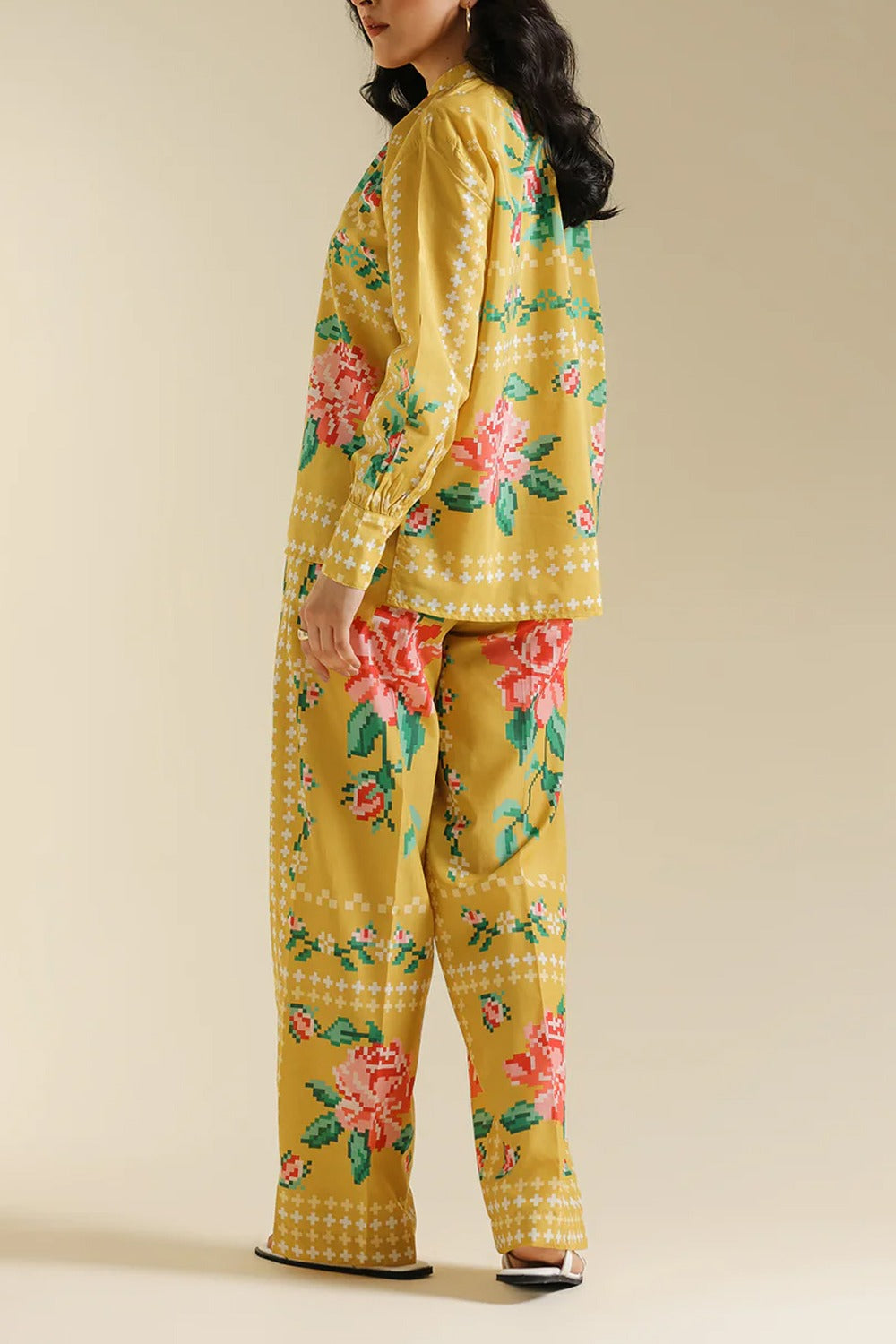 stiched 2 piece printed shirt and printed troser stylish and trending